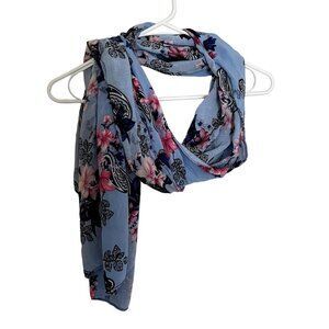 Delicate floral blue pink lightweight scarf fashion design summer comfortable